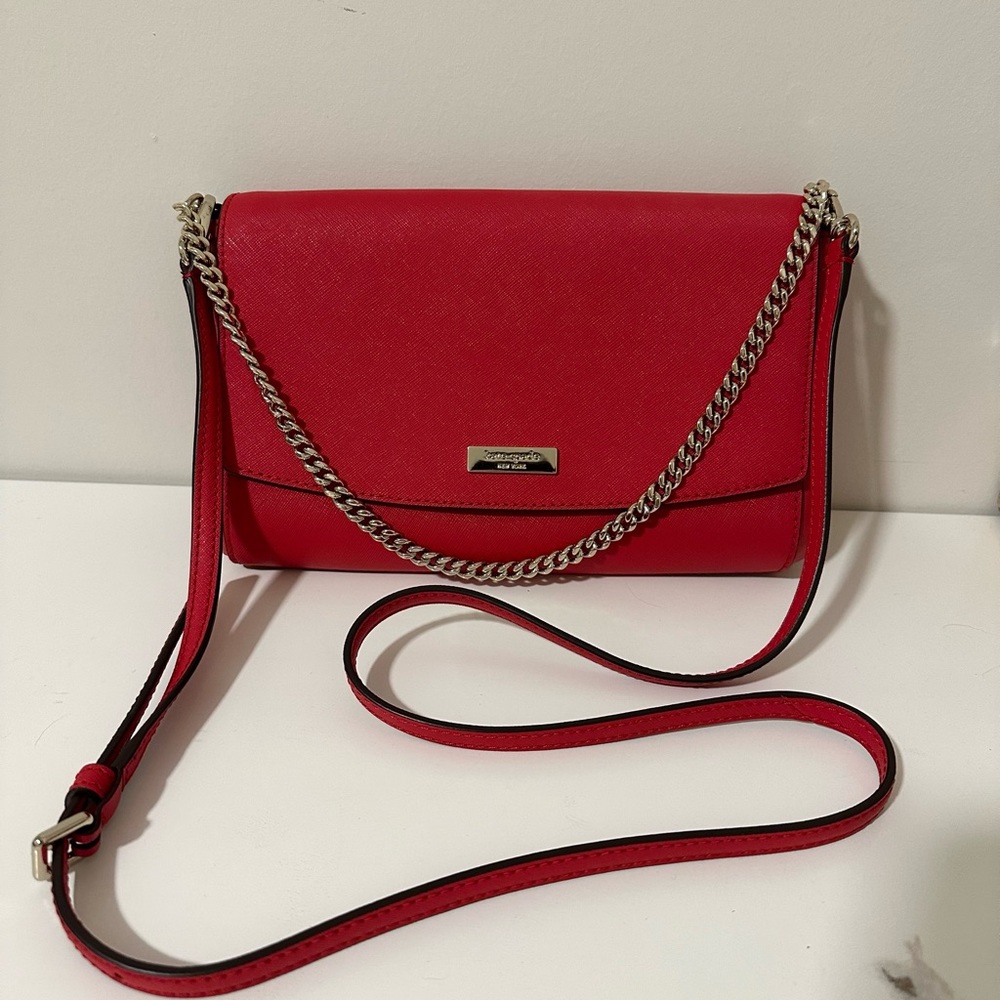 Kate Spade Red Crossbody Bag with Chain